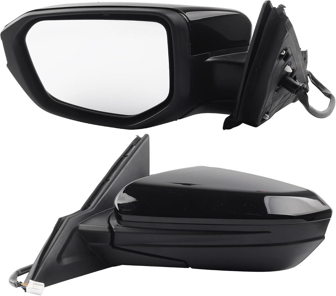Dasbecan Left Driver Side Door Mirror Compatible with Honda Civic 2016-2021 Power Glass Non-Heated Manual Folding Paint to Match Replaces 76258TBAA02ZA HO1320283 Black 3Pins (For US Built Models)