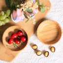 Small Bamboo Wooden Bowls Set of 2, Round Shallow Serving Bowls for Charcuterie/Fruit/Candy, 4 Inch Handmade Dipping Dishes for Spice/Salsa/Tomato Sauce