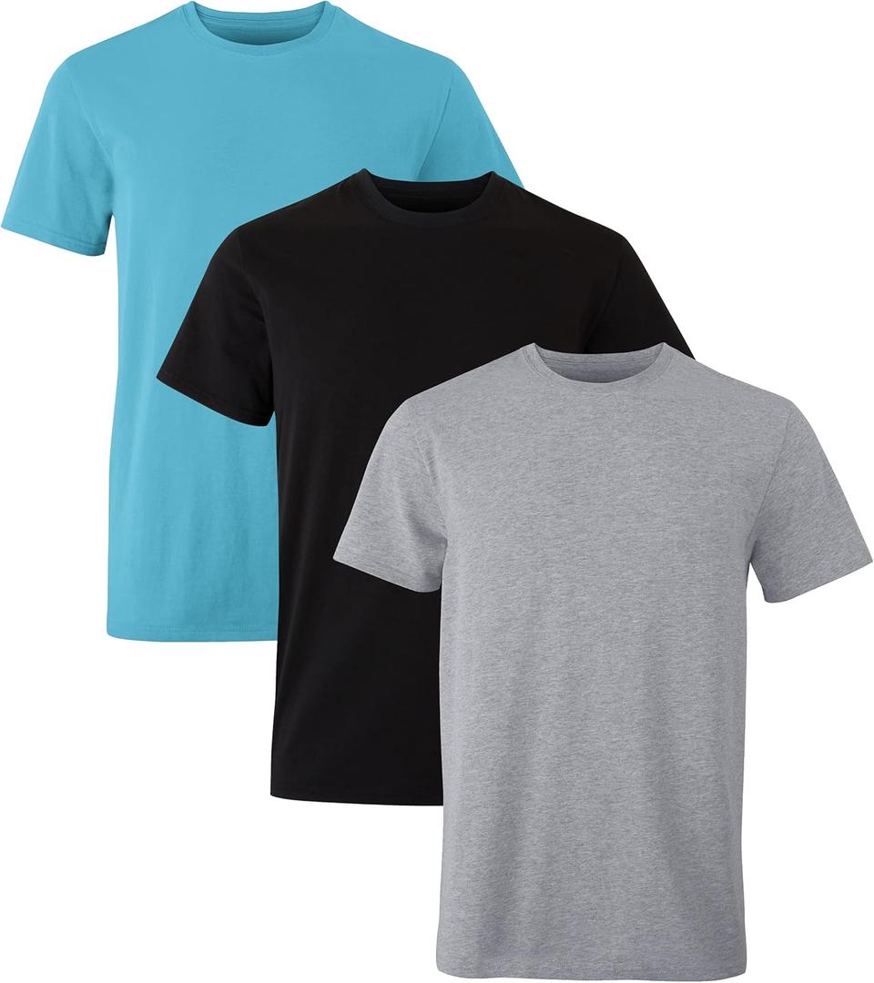 Hanes Originals Crew T Pack, Stretch Cotton Men, Moisture-Wicking Tee Shirts, 3-Pack (Large, Chambray Jade, Black, Concrete Heather) Hanes Originals Crew T Pack, Stretch Cotton Men, Moisture-Wicking Tee Shirts, 3-Pack (Large, Chambray Jade, Black, Concrete Heather)