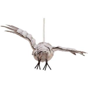 Grey With White Fur Flying Owl Ornament,Christmas