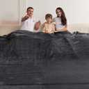 Oversized King Fleece Blanket 120x120 Inches, Seamless Soft Cozy 3D Jacquard Flannel Blanket 10'x10' Extra Large for Bed, Sofa, Couch, Travel & Camping, California King Throw, Dark Grey - Waffle