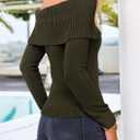 PRETTYGARDEN Off The Shoulder Sweater for Women 2026 Fall Fashion Cute Long Sleeve Tops Winter Ribbed Pullover Knit Outfits (Black)