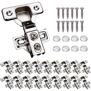 20 Pack Soft Close Cabinet Door Hinges for 1/2" Partial Overlay Cupboard, 100 Degree Opening Angel, Stainless Concealed Kitchen Cabinet Hinges with Mounting Screws and Manual