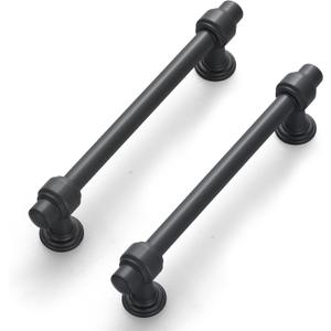 Lardmon 10 Pack 5 Inch(128mm) Hole Center Matte Dark Gunmetal Gray Modern Cabinet Pulls Kitchen Cabinet Handles Kitchen Cabinet Hardware Timeless Drawer Vanity Pulls, Gray(5x10)