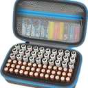 ALKOO Battery Organizer Storage Holder Case Box for 69+ Batteries AA AAA C Cell 9V 3V Lithium - No Tester Included (Blue)