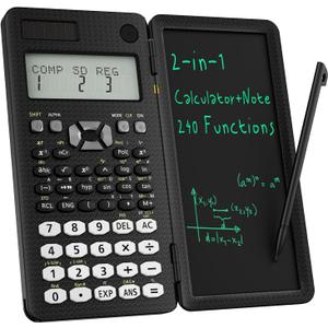 Scientific Calculator for Students with Notepad, ROATEE Middle and High School Supplies for Students, 82 MS Foldable 2-Line Display Science Calculator with Writing Tablet, Solar and Battery Powered