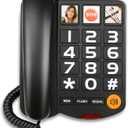 Sangyn Landline Phones for Seniors with Large Button Corded Telephone for Home with Amplified Loud Ringer Volume Adjustable One-Touch Dialing Big Button Telephones for Visually Hearing Impaired,Black