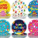 60Pcs Happy Birthday Plates Party Supplies 7 Colorful Birthday Plates Colorful Happy Birthday Tableware Party Decorations for Kids Boys Girls Birthday Cake Dinnerware Party Favors for 60 Guest