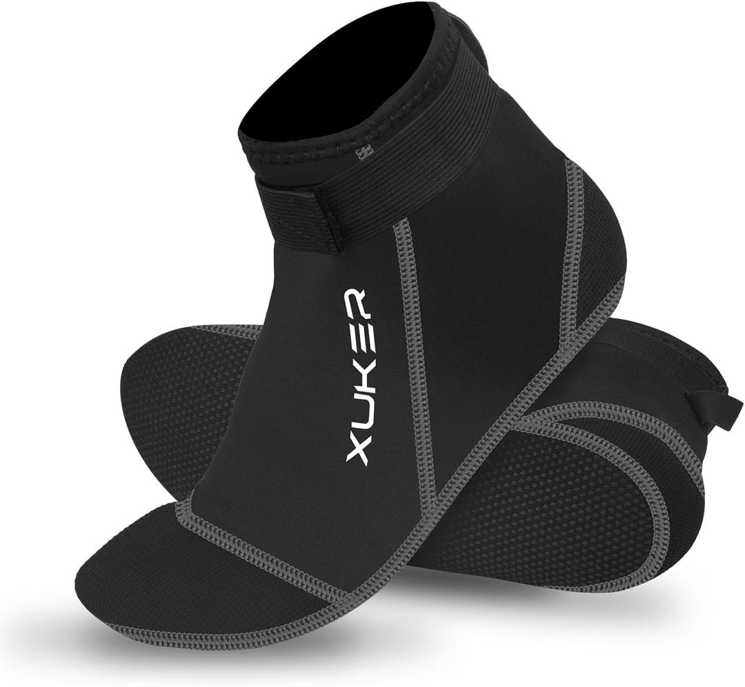 XUKER Neoprene Socks, 3mm Beach Volleyball Sand Soccer Water Wetsuit Socks for Diving Snorkeling Kayaking Paddling (Medium, Grey)