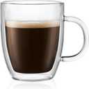 Bodum 10oz Bistro Double Wall Insulated Mug, High-Heat Borosilicate Glass, Set of 1, Clear