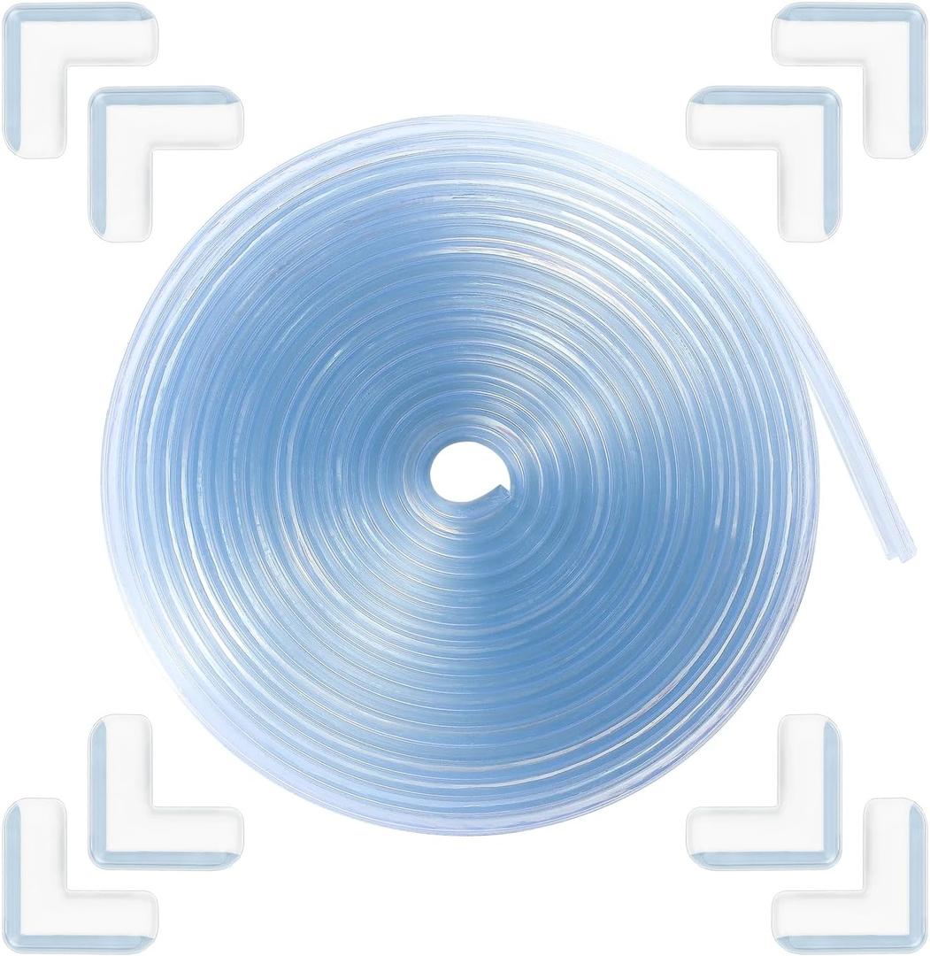 Edge Corner Protector Baby Proofing 18ft (5.5M) with 8 Corners, Clear Soft Corner Protectors Baby Proof, Furniture Corner Guard & Edge Safety, Edge Protector for Table and Fireplace