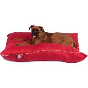 Majestic Pet Rectangle Large Dog Bed Washable  Non Slip Comfy Pet Bed  Dog Crate Bed Super Value Pillow Dog Bed  Dog Kennel Bed for Sleeping - Dog Bed Large Breed 46 x 35 Inch  Solid Red