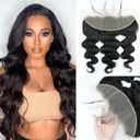 UNEED 13x4 Frontal HD Lace Frontal 18 Inch Body Wave Frontal Human Hair Transparent HD Closure 150% Density Natural Hairline Pre Plucked with Baby Hair Black Color