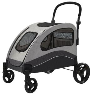 Heavy Duty Dog Stroller for Large Dogs Up to 135 Lbs, Dual Entry Pet Wagon with All Terrain Wheels, One-Foot Brake, Easy Fold, Breathable Mesh, Adjustable & Removable Handle for Senior Pets - Black