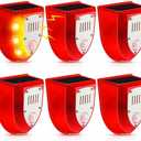 Qualirey 4 Pcs Solar Alarm Motion Detector with Sound Outdoor Motion Sensor 129db Barking Dog Strobe Light Gunshot Sound Alarm Detector Noise Maker Warning Lamp for Home Villa Yard Farm