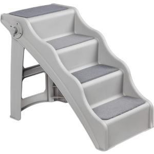 Amazon Basics Foldable Non-Slip Pet Stairs for Small Dogs and Cats, Senior Pets, Easy to Climb, 14.6" x 22.75" x 19.5", Grey