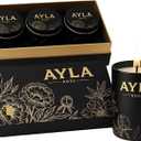 AYLA ROSE 3-Pack Scented Soy Wax Candles  Sandalwood, Jasmine & Lavender  Crackling Wood Wick  Aromatherapy & Home Decor  Reusable Tin  8.5oz Each Lasting Candles.