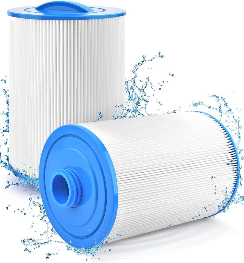 PACETAP 1 1/2" SAE Thread Screw in Spa Hot Tub Filter Replacement 2 Pack Compatible with Pleatco PWW50P3, for Unicel 6CH-940, for Filbur FC-0359, for Waterways 817-0050, for Viking spa Filter (Standard White)