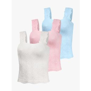Women's Square Neck Seamless Wide Strap Crop Tank Tops,Slim Fit Flower Lettuce Trim Crop Cami Tops, Love Letter Cami, M