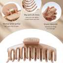 4 Pack Silicone Hair Claw Clips for Women - Flexible Large Durable Hairclips for Thin Thick Curly Hair, Non-Slip Strong Grip Hair Claws for All Hair Types (Khaki/Light Khaki)