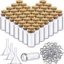 Yungyan 50 Pieces Small Mini Glass Bottles Jars with Cork Stoppers Set, Tiny Cork Glass Bottles with Eye Screws and Small Funnel for Decoration, Art Crafts, DIY Projects, Party Favors(1ml)