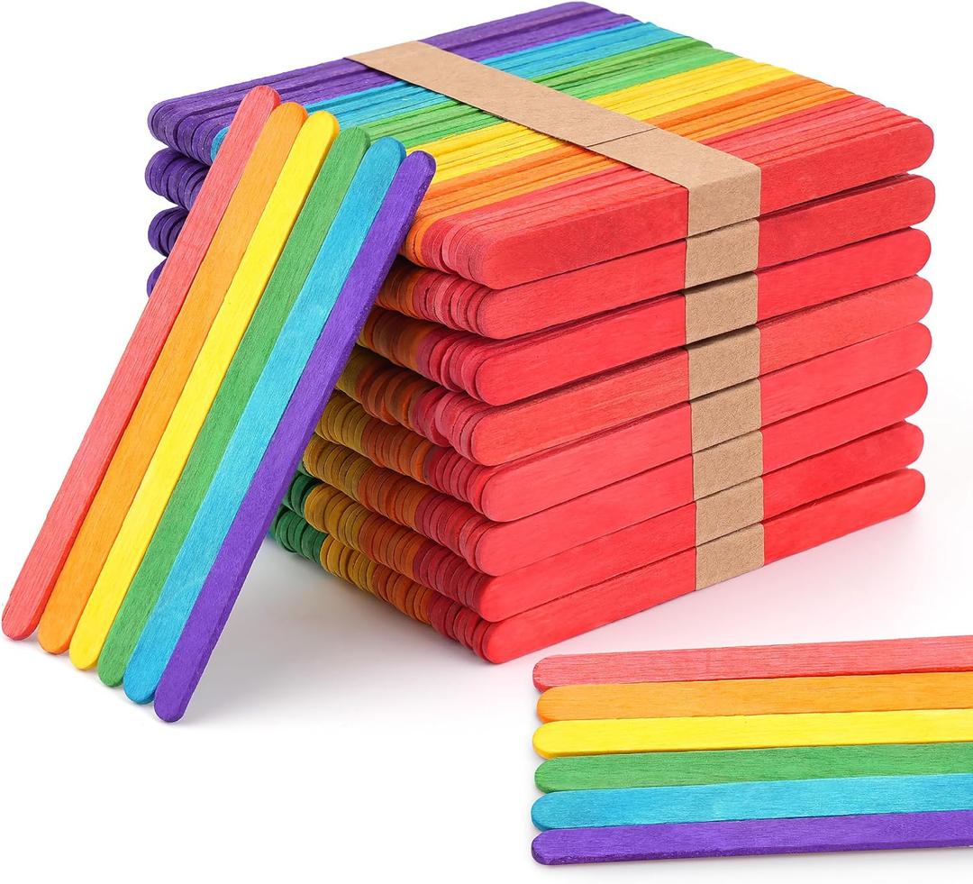 1200 Pcs Colored Popsicle Sticks, 4.5 Inch Colored Wooden Craft Sticks for DIY Craft Creative and Classroom Art Supplies, Ice Cream Sticks, Multi-Color Rainbow Craft Sticks for Home Art Projects