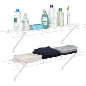 HAUSHOF Closet Shelves Wall Mounted 2-Pack, 4 ft x 12in White Wire Shelving for Laundry Room, Closet, Basement Organization and Storage (4ft x 12in)