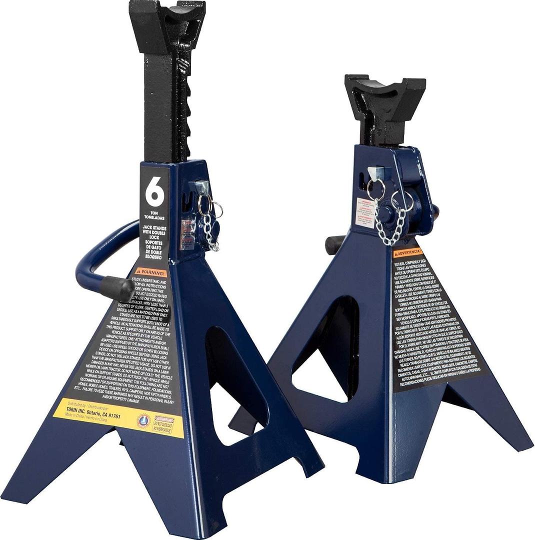 Big RED AT46002AUR Torin Double Locking Steel Jack Stands, 2 Pack, 6 Ton (12,000 lb), Blue