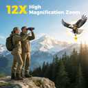 12x42 UHD Binoculars for Adults High Powered Waterproof Large View with Clear Vision & Compact Binocular Essentials for Hunting Camping Cruise Travel Bird Watching Sports