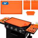 4 Pcs Blackstone Accessories for Griddle - 36" Blackstone Silicone Mat, 2x16 Spatula Mats & Grease Cup Liners, Food Grade Silicone Grill Cover Full-Edge Protect for All-Season Outdoor Use, Orange