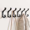 Wall-Mount Coat Hooks, Heavy Duty 30LB Hooks for Hanging Coats, Bags, Backpacks, Keys, Hats  Black Metal Hooks for Wall,Door (6 Pack)