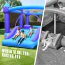 Hapfan Inflatable Bounce House for Big Kids, 15ft x 12ft Large Outdoor Bouncy Castle with Wider Slide & Basketball Hoop, Great for Birthday Party, Blower Included, Holds 6 Kids 600lbs (Purple), 15.3' D * 12 W * 7.9' H