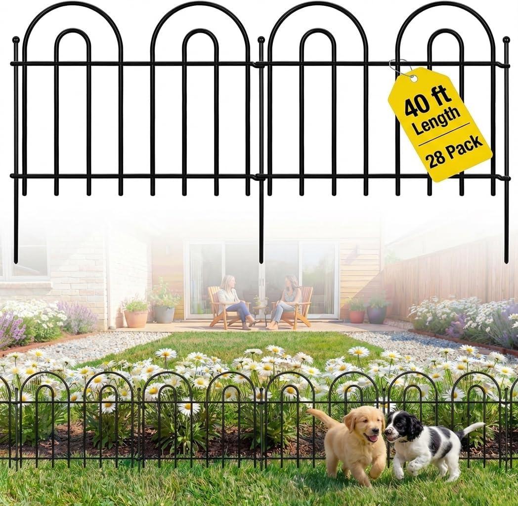 28 Pack Decorative Garden Fence Panels - 40ft x 17in Animal Barrier No Dig Fence Garden Fencing Dog Fence Outdoor for Yard Anti Digging Defense Barrier Garden Edging Border Arched Decorative Fence