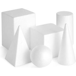 Bright Creations Foam Shapes Set - 6-Pack, White, 2.5-5.9 in - Geometric Shapes for Drawing & Modeling - 3D Foam Forms for Crafts & Education