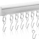 Juexica Ceiling Curtain Track Set White 6.6ft-9.8ft Heavy Duty Ceiling Mount Adjustable Length Curtain Rails with Clips Hooks End Hook for Room Divider