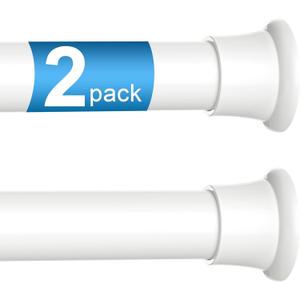 2pack Tension Curtain Rod 30 to 62 Inch, White Spring Tension Curtain Rod Adjustable Expandable Curtain Rod No Drilling, Spring Loaded Curtain Rods for Windows, Bedroom, Doorway Door, Closet