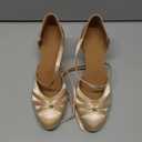 Women's Latin Ballroom Dance Shoes Closed Toe Salsa Waltz Tango Performance Dancing Practice Shoes (7.5, Nude)
