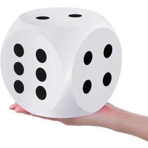 Shappy 6 Inches Foam Dice Fun Filled Large Educational Toy Kawaii Giant Dice Decorative Eva Foam Jumbo Cube Big Square Building Blocks for Game Nights Learning Sessions(White,1 Pc)