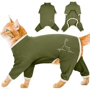 ADNIKIA Cat Pajamas for Cats Only, Sticky Hair Cat Clothes, Sphynx Hairless Cats Sweater, Recovery Suit After Surgery, Prevent Lost Hair Kitten Onesie Shirts Costumes Outfits for Pet, L