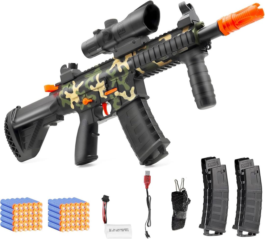 Electric  with 3 Modes, Soft Bullets  Automatic Sniper Rifle Dart w0ith 60 Dart Bullets, Gifts for Birthday Halloween Christmas (Camouflage)