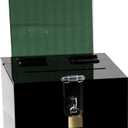Clear-Ad - Acrylic Donation, Ballot, Raffle or Suggestion Box with Lock and Removable Sign Holder - Plastic Comment or Complaint Container - Plexiglass Multipurpose Box with Slot - Black (6x6)