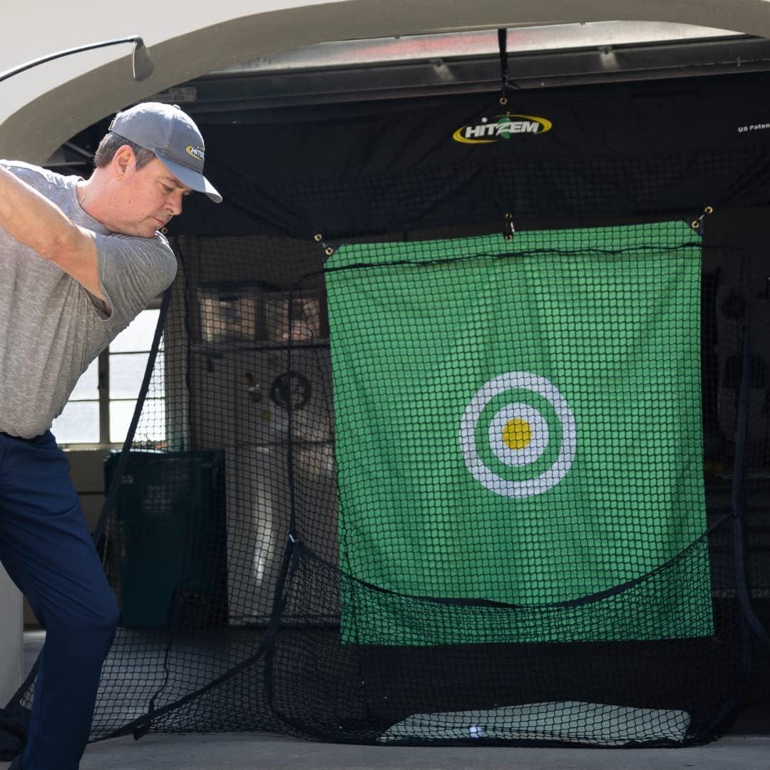 Golf Practice Net for Garage Door, Indoor Outdoor Golf Training Equipment, No Poles or Wires, Easy One Time Install, Perfect for Driving, Roll Up to Store Golf Hitting Net Out of Sight