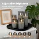 Rechargeable Flameless Candles, Realistic Flickering LED Flame,Real Wax Candle with Remote Control and Timer, Clear Glass Electronic Candles, 1 Set of 5Gray (Gray-Droplet 5Pcs)