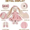 15" Bunny Stuffed Animal for Girls, Plush Toy Doll -Wearing Pink Plaid Dress,Cute Doll Set Dress Up for 3 4 5 Year Old Girl - Gift for Little Girl, Birthday, Easter,Christmas