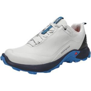 HUMTTO Men's All-Terrain Waterproof Hiking Shoes Lightweight Breathable Trekking Anti Slip Outdoor Trails Shoes (8.5), Light Grey