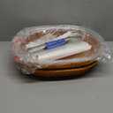 Rattan Bread Baskets, 2 Pack, Oval Woven Baskets with Acrylic Lids, 15.75 x 11.81 inches, Stainless Steel Tongs, Lace Doilies, for Bread, Fruit, Food Display