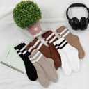 BomKinta Womens Striped Crew Socks - Retro Above Ankle Cotton Sock - Casual Cozy Athletic Style Socks Gifts Size 5-10