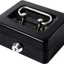 Small Cash Box with Lock and Slot - Jssmst Metal Coin Bank Small Lock Box, Black(SMCB0301N)