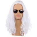 PATTNIUM Men White Wig Long Curly Wavy Wig for Men Middle Part Wigs Synthetic Cosplay Halloween Party Costume Wigs