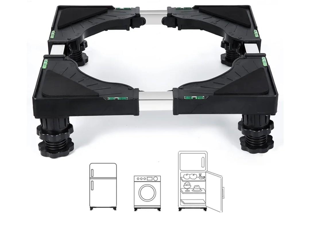 Nefish Mini Fridge Stand Universal Raised Base Adjustable Refrigerator Stands with 4 Strong Feet Washing Machine Pedestal Multi-Functional Bases for Dryer (Black)